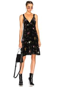 R13 Velvet Mini Slip Dress In Black,floral