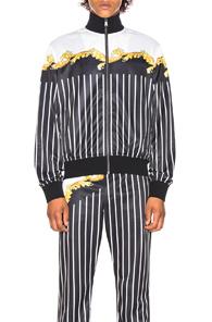Versace Sport Track Jacket In Black,stripes,white,yellow