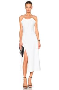 Victoria Beckham Ruched Cami Flared Dress In White