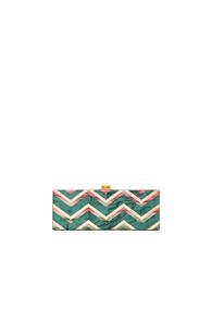 Edie Parker Flavia Chevron Clutch In Green,stripes,metallics