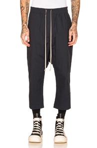 Drkshdw By Rick Owens Drawstring Cropped Pants In Blue