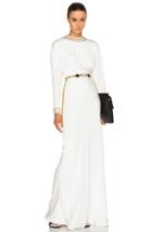 Alessandra Rich Drape Silk Dress With Embroidered Chain Collar In White