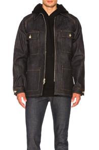 Fear Of God Selvedge Denim Long Jacket In Blue