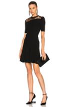 Cushnie Et Ochs Fractured Lacing Short Sleeve Flare Dress In Black