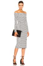 Derek Lam 10 Crosby Off The Shoulder Midi Dress In Black,stripes,white