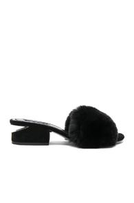 Alexander Wang Rabbit Fur Lou Sandals In Black