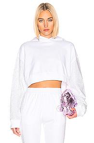 Frankie B Kylie Crystal Crop Hoodie In White