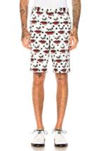 Comme Des Garcons Homme Plus Ester Satin Inkject Print Shorts In Abstract,black,geometric,red,white