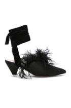 Attico Feather Embellished Cara Strappy Mules In Black