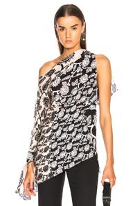 Roland Mouret Hatfield Double Georgette Print Top In Floral,black,neutrals