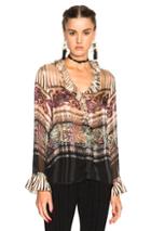 Etro Oversized Blouse In Stripes,floral,pink