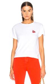 Re/done Cindy Crawford Lips Tee In White
