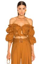 Patbo Belted Off The Shoulder Cropped Top In Yellow