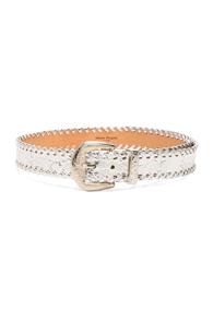 Maison Margiela Stitched Belt In Metallics,floral