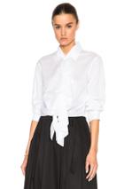 Tome Tie Front Shirt With Ruffle In White