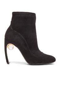 Nicholas Kirkwood 105mm Maeva Suede Pearl Ankle Booties In Black