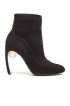 Nicholas Kirkwood 105mm Maeva Suede Pearl Ankle Booties In Black