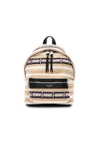Saint Laurent Toy Canvas & Leather Ikat Strap City Backpack In Neutrals,stripes