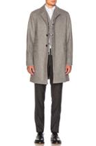 Thom Browne Rounded Lapel Melton Coat In Gray