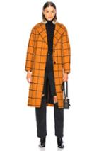 Self-portrait Long Check Overcoat In Orange,plaid