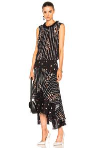 Preen Line Elise Dress In Black,floral,stripes