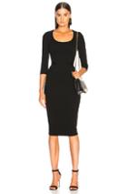 Victoria Beckham 3/4 Sleeve Scoop Neck Fitted Midi Dress In Black