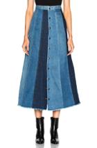 Saint Laurent Long Patchwork Denim Skirt In Blue