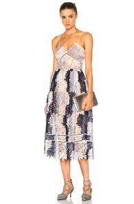 Self-portrait Camellias Dress In Blue,white