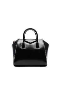 Givenchy Small Smooth Shiny Leather Antigona With White Details In Black