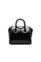 Givenchy Small Smooth Shiny Leather Antigona With White Details In Black