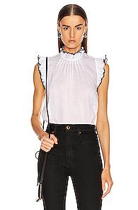 Frame Tipped Sleeveless Top In White