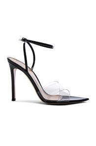 Gianvito Rossi Patent & Plexi Ankle Strap Stark Sandals In Black