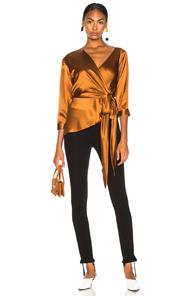 Michelle Mason Asymmetrical Top With Tie In Metallic Bronze