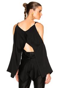 Roland Mouret Marcus Satin Crepe Top In Black