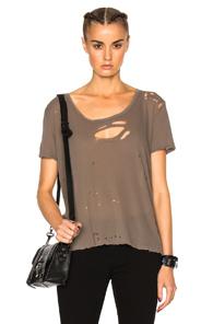 Unravel Destroyed Jersey Basic Tee In Gray