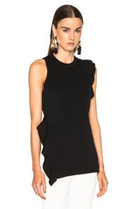 Proenza Schouler Double Face Silk Knit Ruffle Top In Black