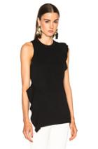 Proenza Schouler Double Face Silk Knit Ruffle Top In Black