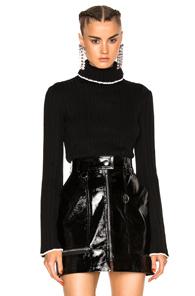 Msgm Ruffle Turtleneck Sweater In Black