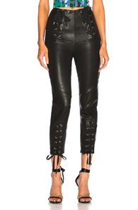 Marissa Webb Nilda Leather Lace Up Pant In Black