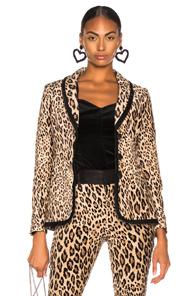 Frame Fitted Velvet Jacket In Brown,animal Print