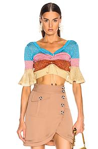 Self-portrait Colored Knit Top In Blue,stripes,pink