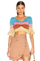 Self-portrait Colored Knit Top In Blue,stripes,pink