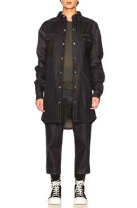 Rick Owens Oversized Denim Outshirt In Denim Dark