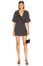 Jonathan Simkhai Speckle Print Flutter Sleeve Dress In Abstract,black,white