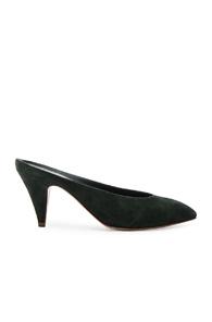 Mansur Gavriel Suede Heel Slippers In Green
