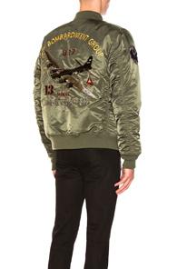 Schott Nylon Flight Satin Ma-1 In Green
