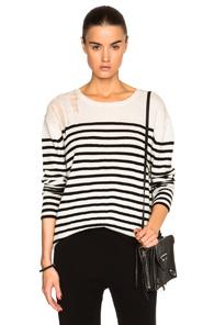 Raquel Allegra Shred Shoulder Sweater In Stripes