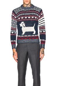 Thom Browne Hector Browne Fair Isle Jacquard Sweater In Blue,stripes