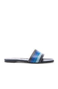 Loewe Leather Flat Mules In Blue,stripes