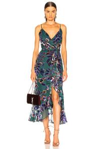 Patbo Burnout Velvet Midi Dress In Blue,floral,purple